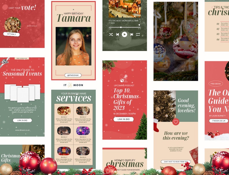 50 Christmas Instagram Story Templates Winter Instagram Story Templates Holiday Instagram Stories Canva Templates ITM007 image 4