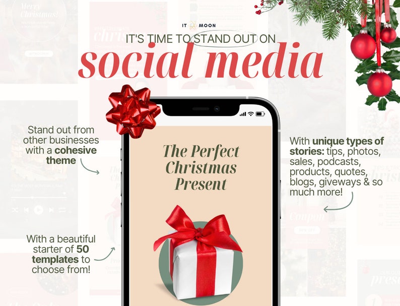 50 Christmas Instagram Story Templates Winter Instagram Story Templates Holiday Instagram Stories Canva Templates ITM007 image 3