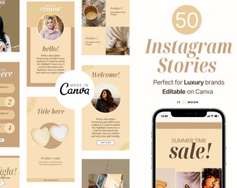 50 gouden Instagram-verhaalsjablonen | Luxe Instagram-verhaalsjablonen | Esthetische Instagramverhalen | Canvassjablonen | ITM008: