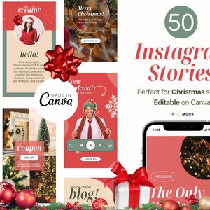 50 Christmas Instagram Story Templates Winter Instagram Story Templates Holiday Instagram Stories Canva Templates ITM007 image 1