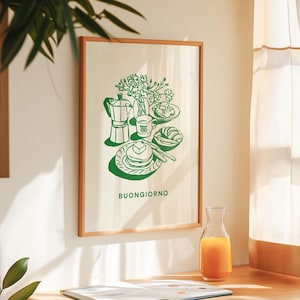 Buongiorno Italian Breakfast Print, Kitchen print, Digital Download, kitchen art, dining room wall art, art print, dining room decor