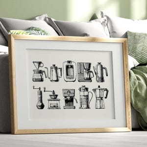 Retro Coffee Print, vintage coffee wall art, bar art, Moka Pot Decor printable kitchen coffee maker gift Digital Download, cafe art