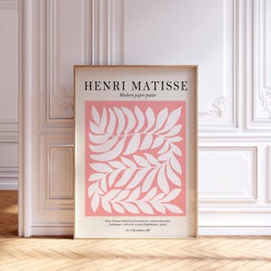 Henri Matisse modern paper print no 1, museum exhibition poster, Abstract Plant Print, gallery wall art, pink abstract botanical art