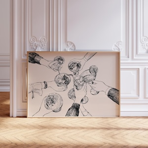 Proost print, proost kunst aan de muur, horizontale keukeninrichting, barwagen decor, afdrukbare muurkunst, barwagen kunst, feestposter, digitale download