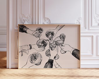 Cheers Bar Cart Art Print: Modern Kitchen Decor (Digital Download)