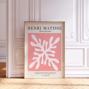 Henri Matisse modern paper print no 3, museum exhibition poster, Abstract Plant Print, gallery wall art, pink abstract botanical art