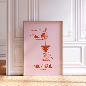 Cocktailprint maken, retro wijnprint, barwagenkunst, retro cocktailposter, retro drankje decor, keukenmuurkunst, cocktailmuurkunst