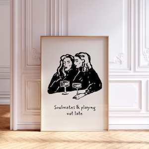 let's drink print, czarna sztuka kuchenna, dziewczęca noc picia wina print, plakat z winem, estetyczny wystrój kuchni, dziewczęcy koktajl, drink z przyjaciółmi