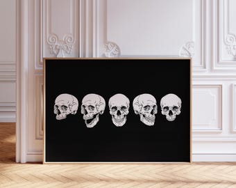 Witzige Skelette Halloween Poster: Gruselige Wandkunst (Digitaler Download