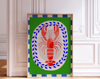 Hummer Print, Retro Küche, Hummer Print, Digitaler Download, Bastelküche zum selber ausdrucken