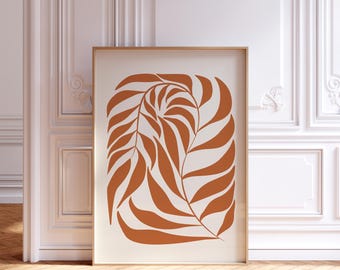 Stampa floreale ispirata a Henri Matisse: Galleria d'arte Boho arancione bruciato (download digitale)