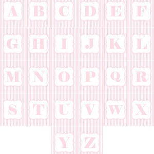 Impressão de letras, impressão de alfabeto, impressão de iniciais, pôster inicial com listras rosa, arte de parede moderna, pôster em negrito, parede de galeria, decoração de berçário