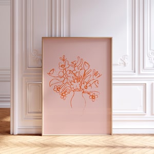 Blumenbouquet in Vase print no. 3, Blumen Wandbild, botanische Druck, Geschenk für Freund, Zeichnung Druck, handgezeichnete abstrakte Kunst