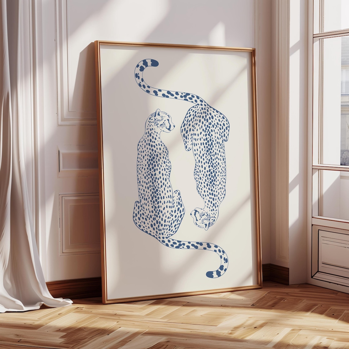 Navy Cheetah Print, Digital Download, Preppy Aesthetic Wall Art Leopard ...
