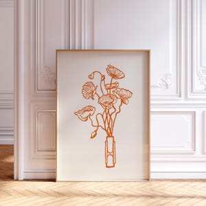 Blumenbouquet in Vase print no. 5, Blumen Wandbild, botanische Druck, Geschenk für Freund, Zeichnung Druck, handgezeichnete abstrakte Kunst
