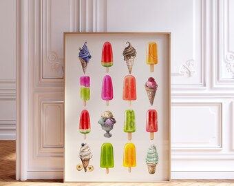 Colorful Ice Cream Print: Summer Dessert Wall Art (Digital Download)