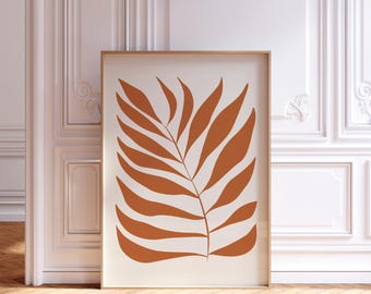 Stampa floreale ispirata a Henri Matisse: Galleria d'arte Boho arancione bruciato (download digitale)