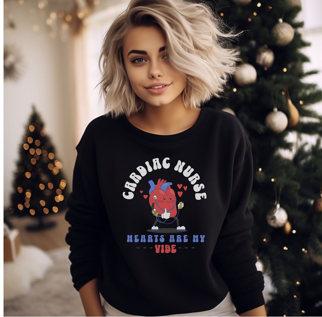 Cardiac Nurse Sweatshirt Retro, Cardiology ICU RN, Gift for Nurse, Open