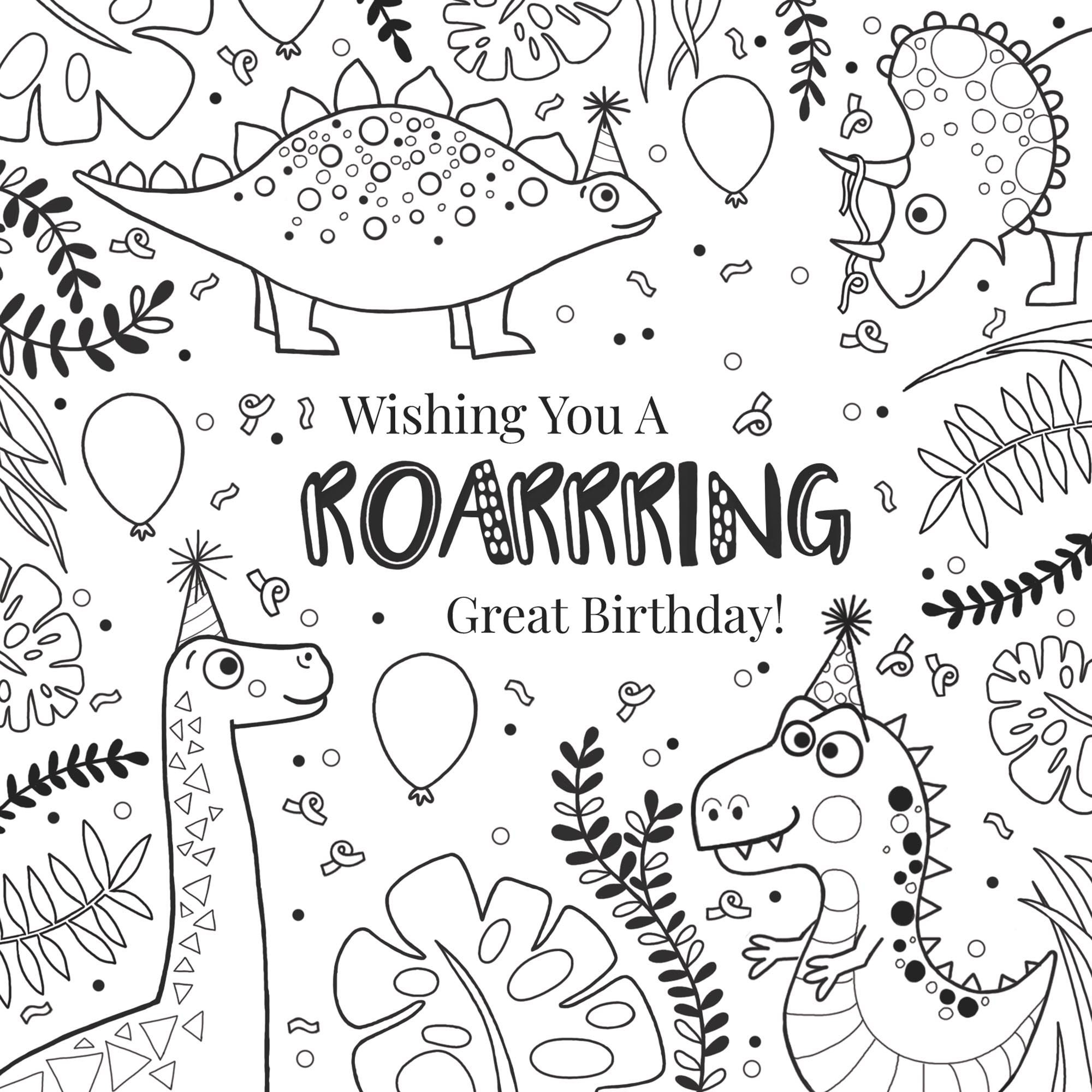 Luxury Dinosaur Colouring in Birthday Card With Swap Point - Etsy