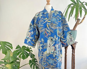 Free size kantha kimono robe, quilted kimono, handmade kimono robe, gift for her