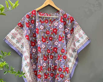 Kaftan en coton, Kaftan floral indien, Caftan long, Robe pour être mamans, Couverture de plage