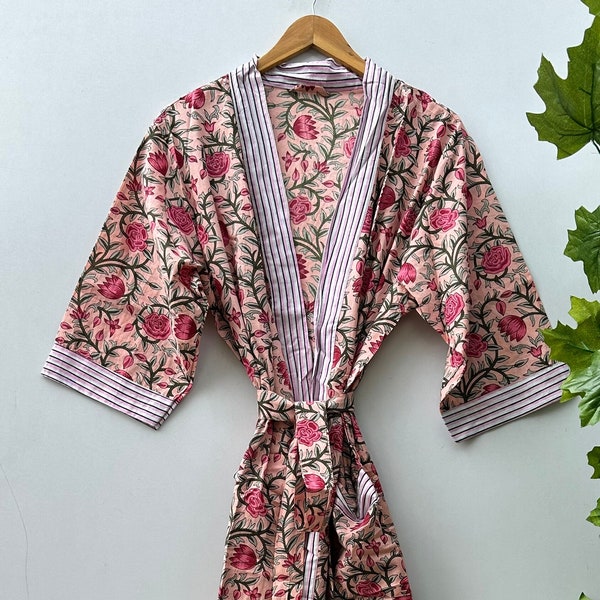 Kimono Morgenmantel aus Baumwolle, Brautjungfern Robe, Sommer Nachtwäsche, Einheitsgröße