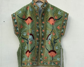 Suzani Velvet vest handmade jacket&#39;s, women&#39;s clothing,gift for her