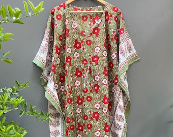 Cotton Kaftan, Caftan, Maxi Dress, Cotton Dress, Gift for her, Kimono Robe, Gift for Mum, Maternity Gown, Floral Black