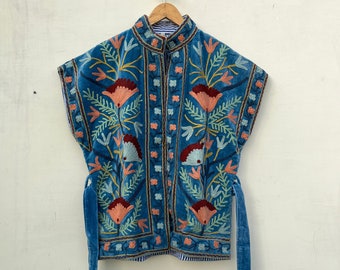 Suzani Velvet vest handmade jacket&#39;s, women&#39;s clothing,gift for her
