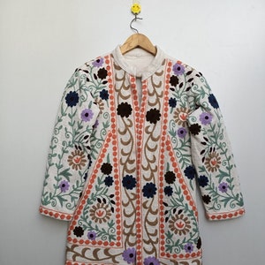 Handmade Suzani Embroidered Jacket: Floral Winter Coat