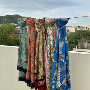 Hand Block Printed Floral Sarong: Cotton Beach Coverup