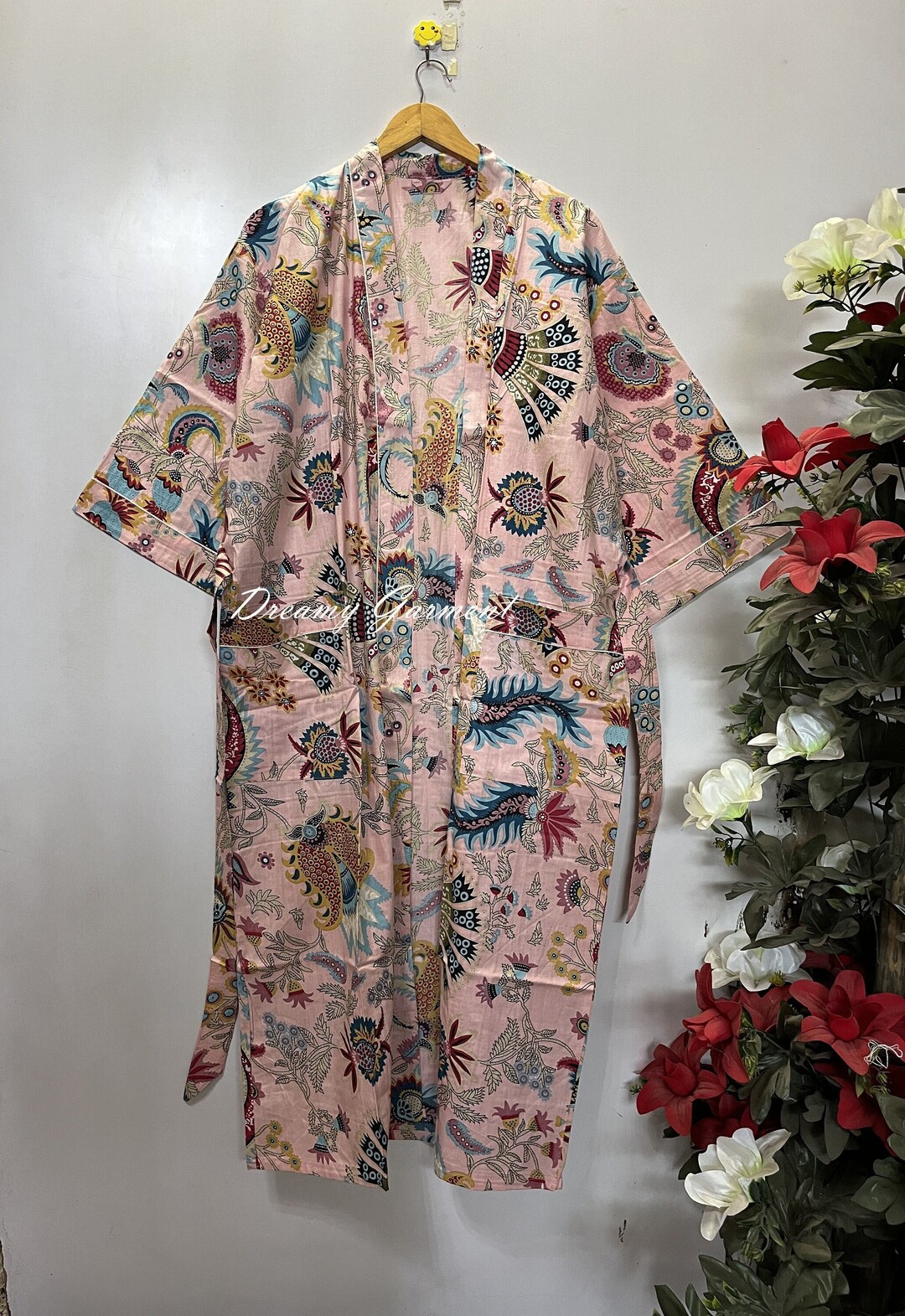 Hand Made Robe Loungewear Cotton Kimono Robe, Handmade Robes, Dressing Gown, Gift for ...