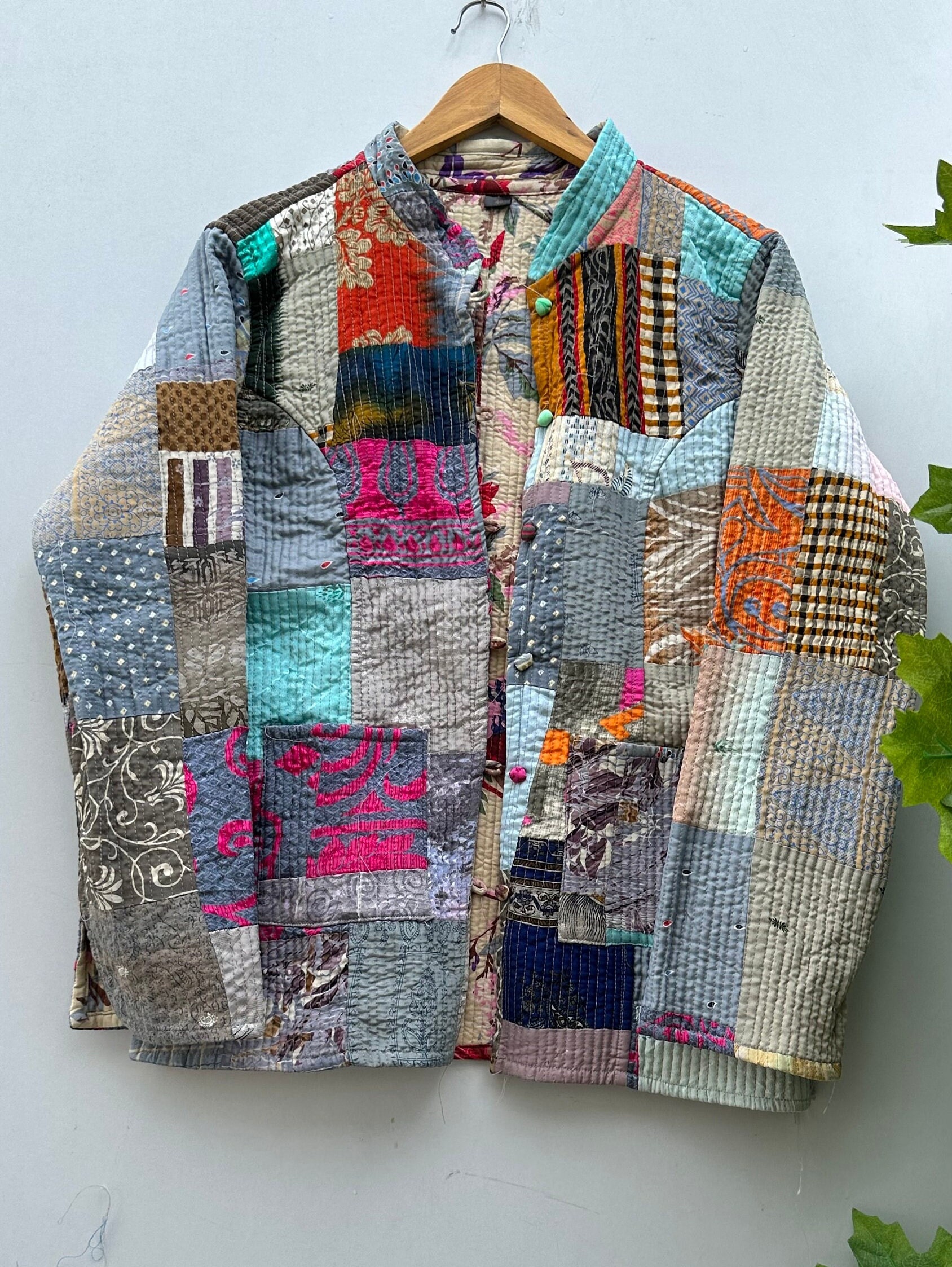 Handmade Silk Quilted Patchwork Jacket | Boho Style Wearable