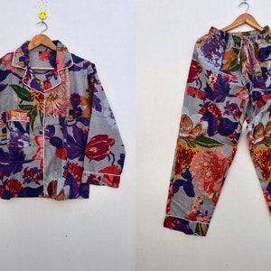 Floral Cotton Pajama Set: Handmade Indian Loungewear