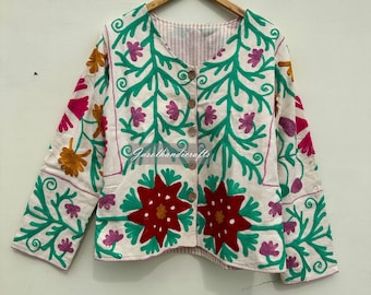 Nuova giacca in tnt con ricamo suzani fatto a mano di tendenza / abbigliamento da donna / regalo per lei