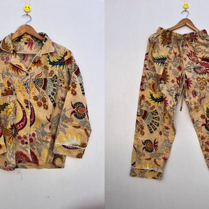 Handmade Block Print Cotton Pajama Set, Boho Loungewear