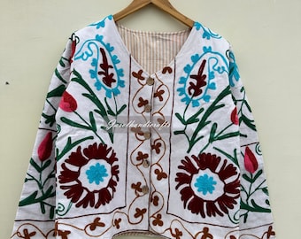 Nuova giacca in tnt con ricamo suzani fatto a mano di tendenza / abbigliamento da donna / regalo per lei