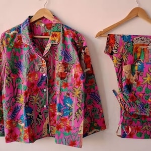 Block Print Cotton Pajama Set: Indian Loungewear
