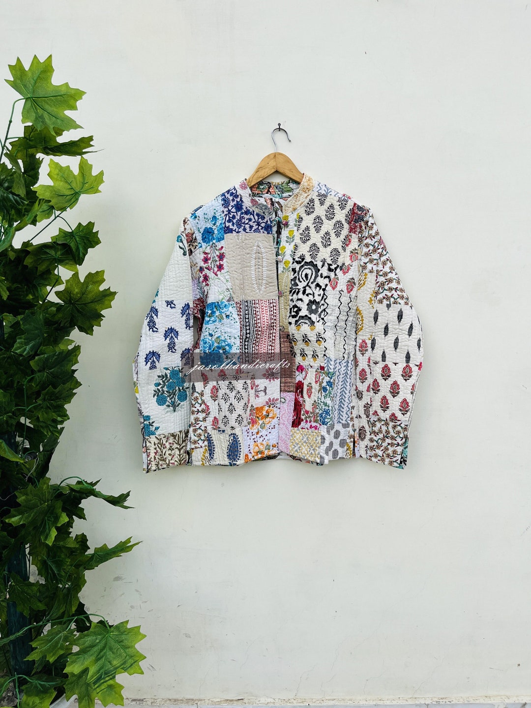 Handmade Patchwork Jacket, Hand Stitched Cotton Patchwork Jacket