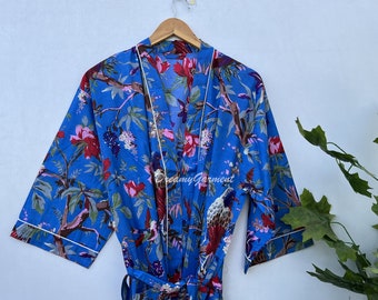 Accappatoio da bagno lungo kimono stampato uccellino indiano Accappatoio da bagno lungo kimono stampato uccellino indiano