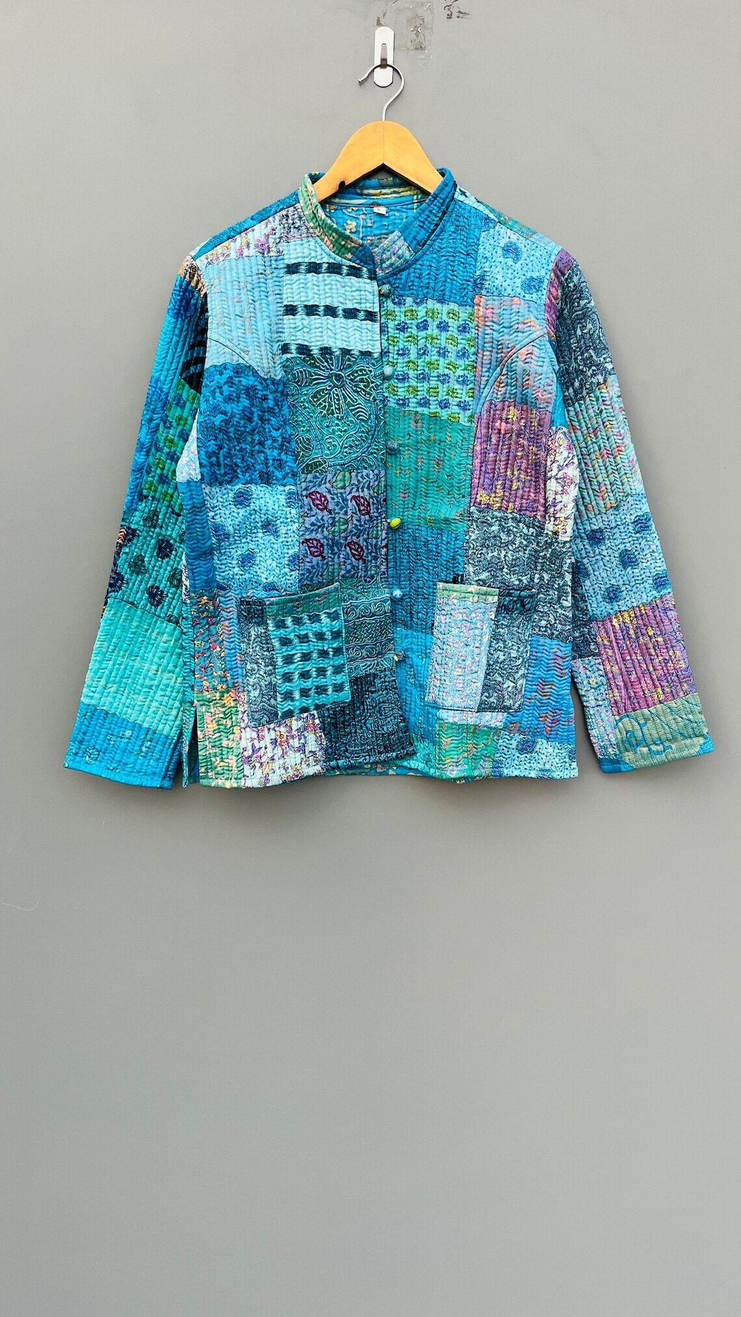 Silk Matching Handmade Patchwork Jacket Gift for Her Women's Clothing
