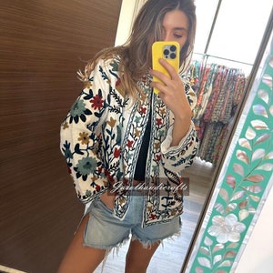 Veste tnt brodée suzani faite main tendance vêtements pour femmes cadeau pour elle image 1