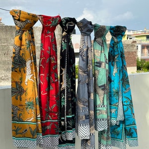 Hand Block Print Cotton Sarong: Floral Beach Cover-Up