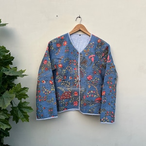 Floral Quilted Cotton Jacket: Patchwork Style Winter Coat