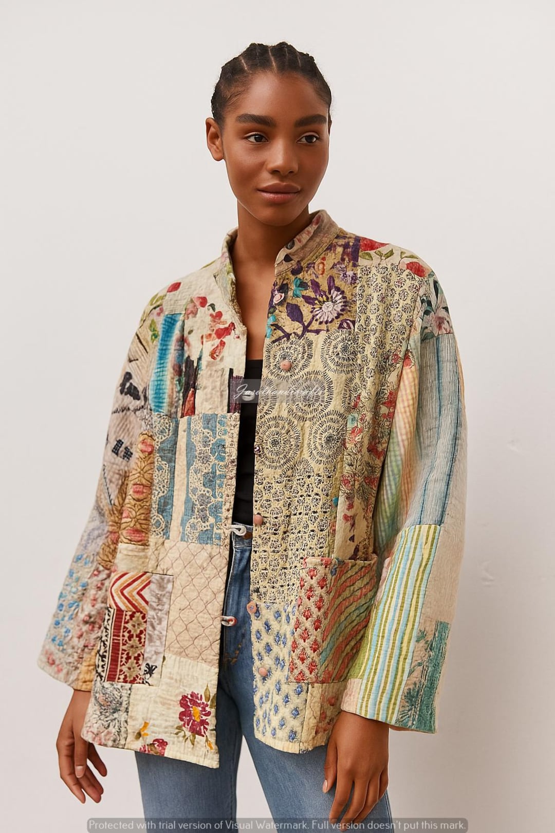 ジャケット・アウター eaphi PATCHWORK EMBROIDERY LACE JACKET PATCHWORK EMBROIDERY LACE JACKET