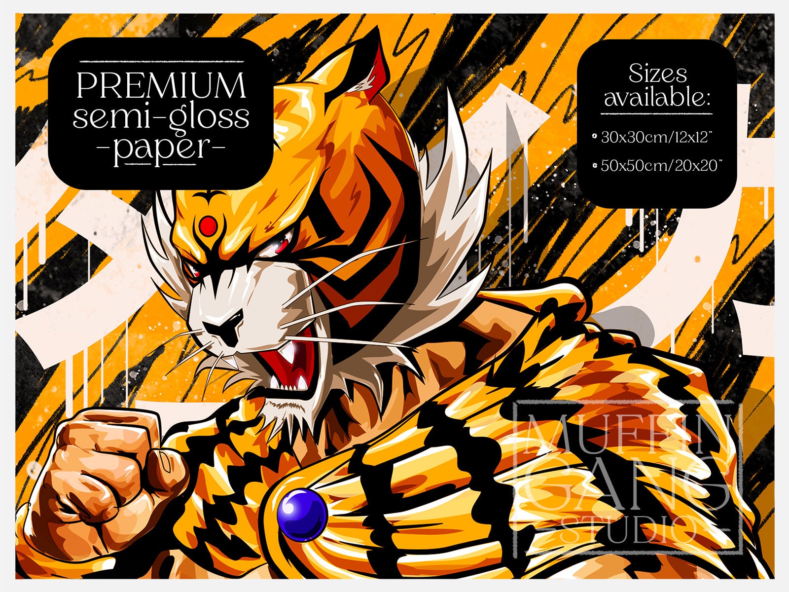 Poster Tiger Mask Illustration Tiger Mask Wall Art Anime Wall