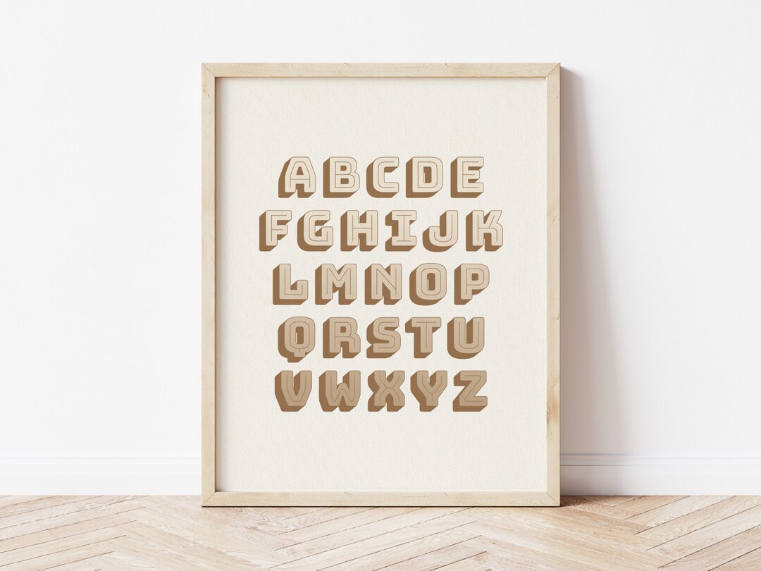 Graphic Neutral Alphabet Printable Design for Kids Playroom Neutral ...