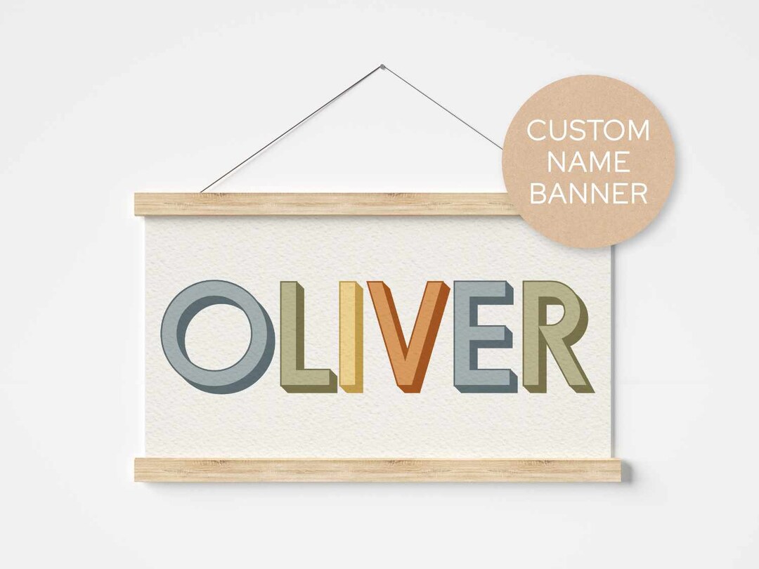 CUSTOM NAME / WORD Digital Hanging Poster Kids Decor, Hanging Banner ...