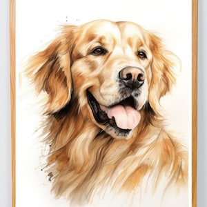Golden Retriever Pet Portrait Limited Edition by Cosmic Byte Studio