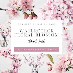 Acquerello Cherry Blossoms Clipart - Cherry Blossom PNG Fiori - Sakura Clipart, Bordi floreali - Ghirlande floreali - Clipart primaverile